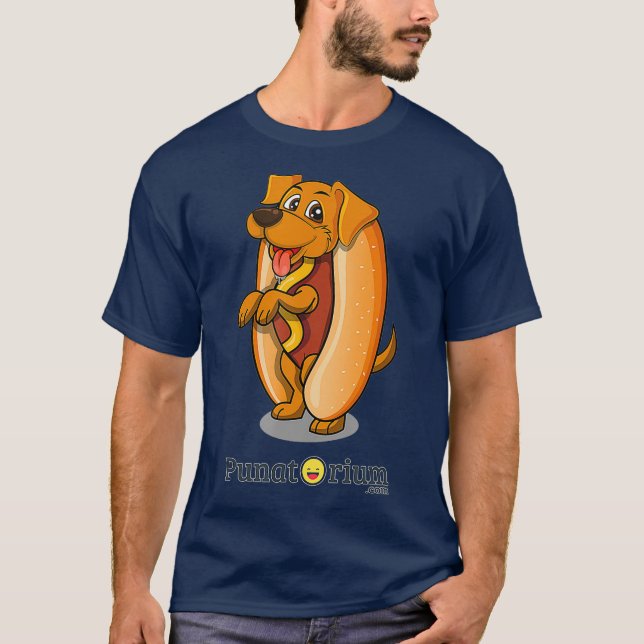 Cute hett hund hotdog-hundvalpen, roligt skämt t shirt (Framsida)