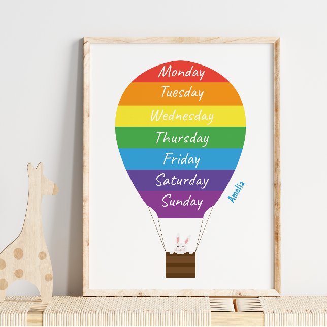 Cute Hett Luft Ballon Days of the Week Rainbow Poster (Skapare uppladdad)