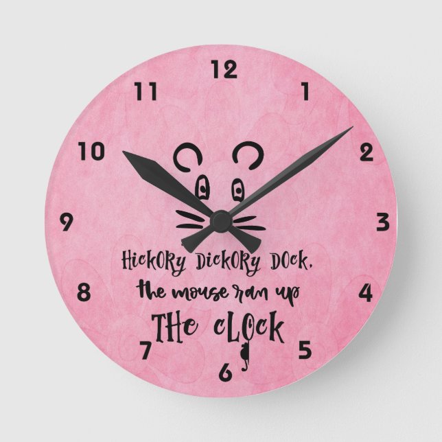 Cute Hickory Dickory Dock Mouse Square eller Rund Klocka (Framsida)