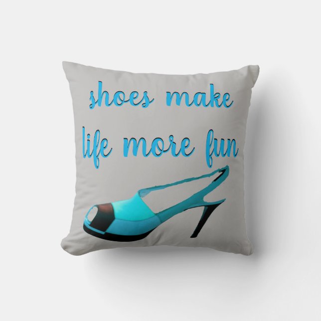 Cute High Heel Shoe turquise, silver, svart Kudde (Framsida)