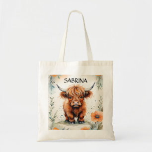 Cute Highland Calf Animal Farm Cow Namn Kid Tygkasse