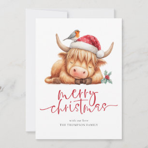 Cute Highland Cow 2026 Calendar God jul Julkort