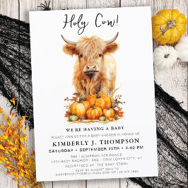 Cute Highland Cow Autumn Pumpkins Baby Shower Inbjudningar