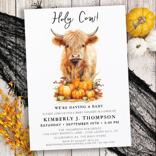 Cute Highland Cow Autumn Pumpkins Baby Shower Inbjudningar