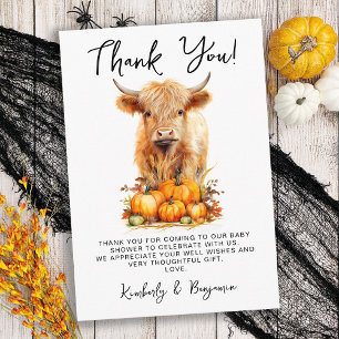 Cute Highland Cow Autumn Pumpkins Baby Shower Tack Kort