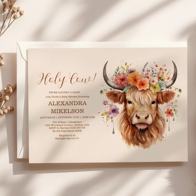 Cute Highland Cow Baby Shower Inbjudningar (Skapare uppladdad)