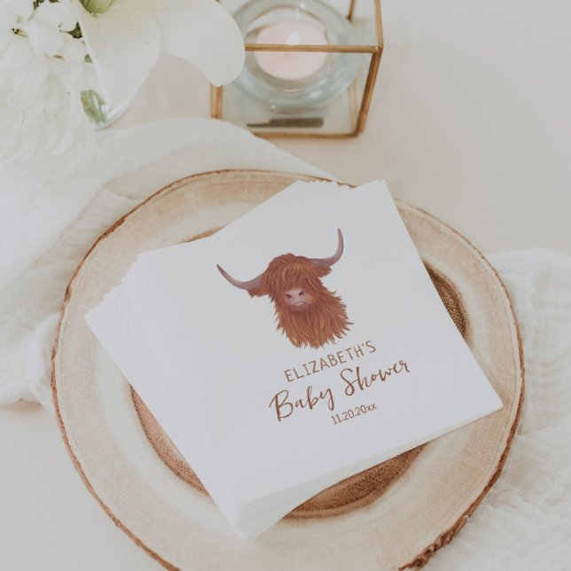 Cute Highland Cow Baby Shower Pappersservett (Skapare uppladdad)