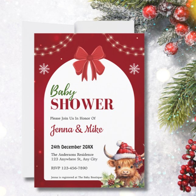 Cute Highland Cow Calf-julklapp för babyskor Inbjudningar (Skapare uppladdad)