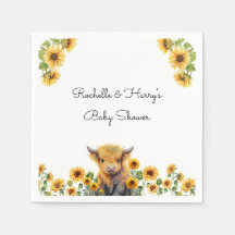 Cute Highland Cow Calf Solblommor Baby Shower