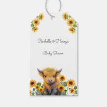 Cute Highland Cow Calf Solblommor Baby Shower