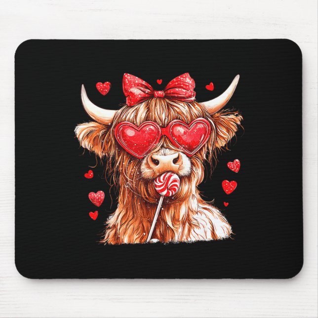 Cute Highland Cow Candy Cane Heart Valentines Day  Musmatta (Framsidan)