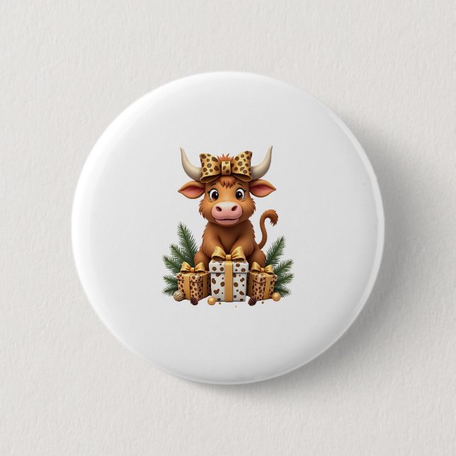 Cute Highland Cow Christmas Santa Highland Cow Lov Knapp (Framsida)