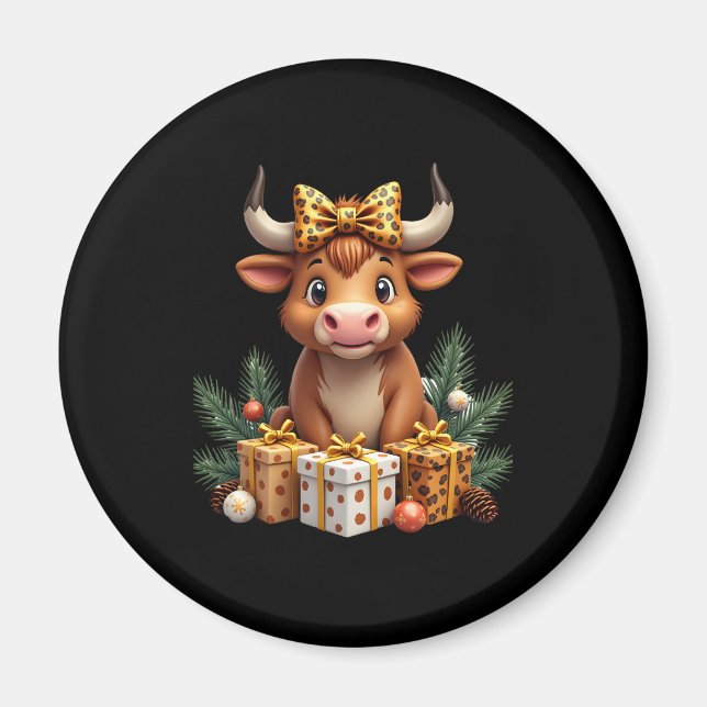 Cute Highland Cow Christmas Santa Highland Cow Lov Magnet (Framsidan)