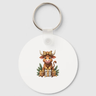 Cute Highland Cow Christmas Santa Highland Cow Lov Nyckelring