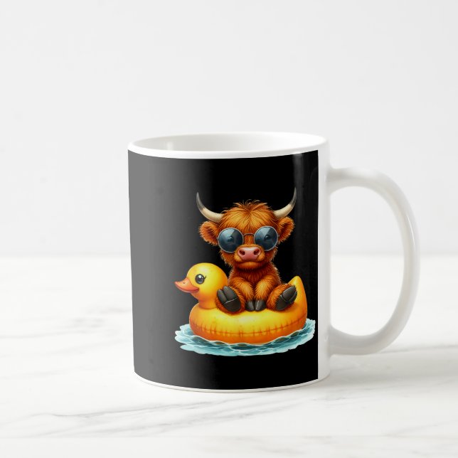 Cute Highland Cow Duck Ol Float Summer Vibes Swimm Kaffemugg (Höger)