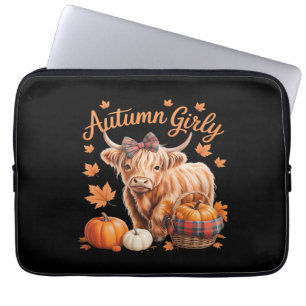 Cute Highland Cow Fall Autumn Girly Thanksgiving C Laptop Fodral