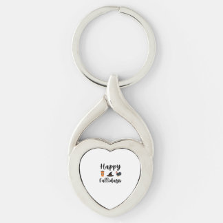 Cute Highland Cow Fall Autumn Girly Thanksgiving O Twisted Heart Silverfärgad Nyckelring
