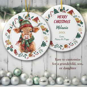 Cute Highland Cow Framad med Bilder i julklapp Julgransprydnad Keramik