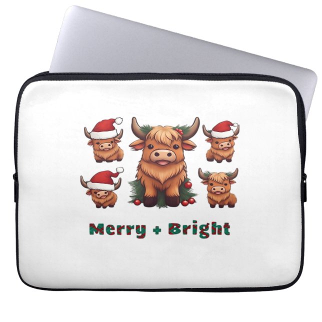 Cute Highland Cow God God och Bright, Scot Laptop Fodral (Framsidan)