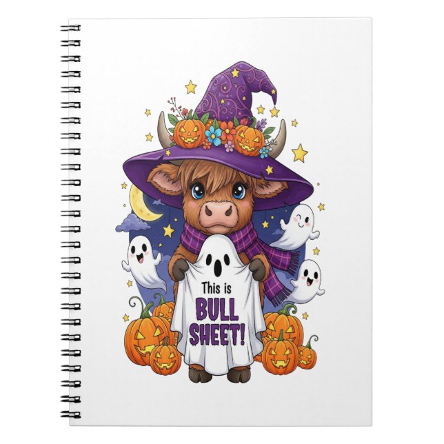 Cute Highland Cow Halloween Anteckningsbok (Framsidan)