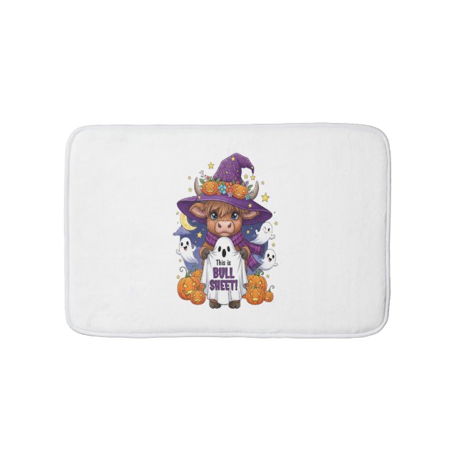 Cute Highland Cow Halloween Badrumsmatta (Framsidan)