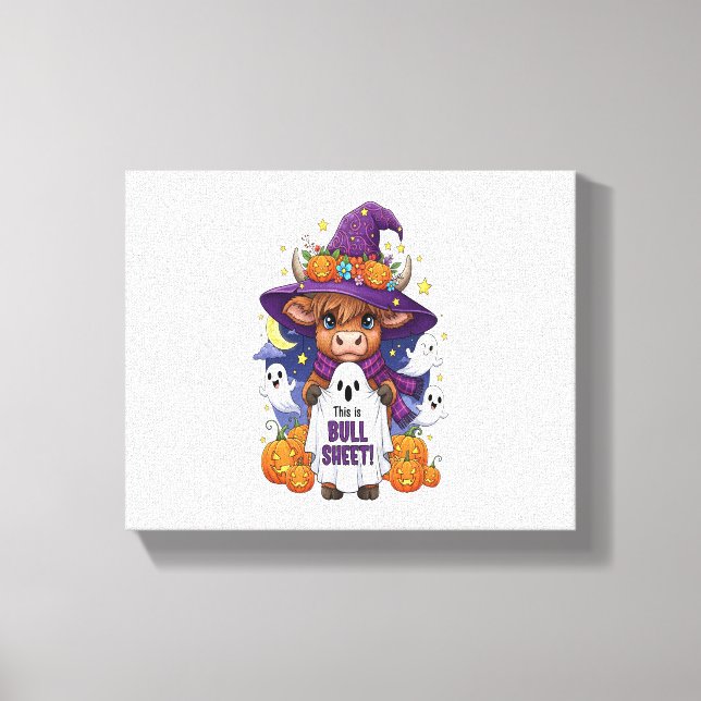 Cute Highland Cow Halloween Canvastryck (Framsida)