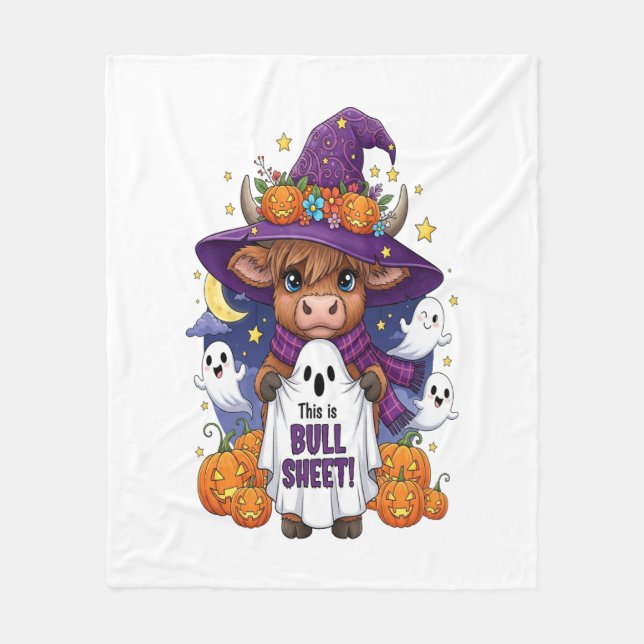 Cute Highland Cow Halloween Fleecefilt (Framsidan)