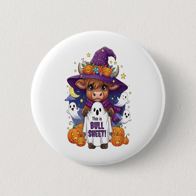 Cute Highland Cow Halloween Knapp (Framsida)