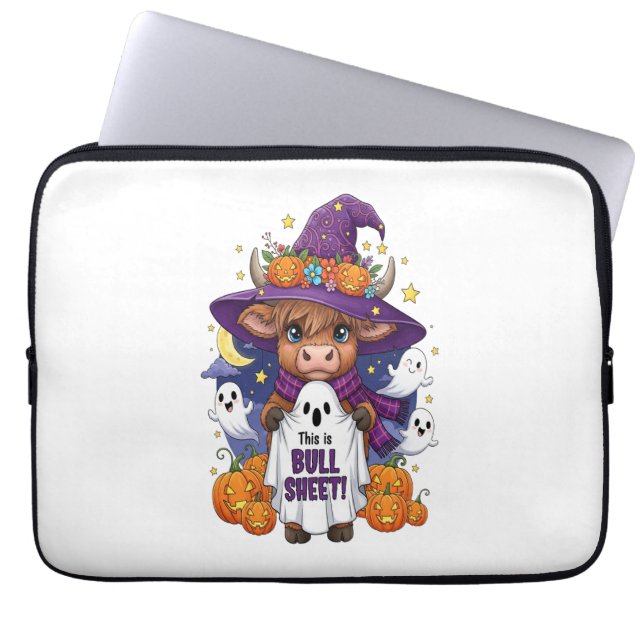 Cute Highland Cow Halloween Laptop Fodral (Framsidan)
