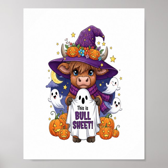 Cute Highland Cow Halloween Poster (Framsidan)