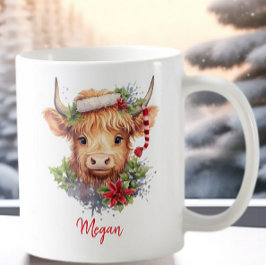 Cute Highland Cow Helgdag jultomten Hat Kaffemugg