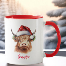 Cute Highland Cow Helgdag jultomten Hat Mugg