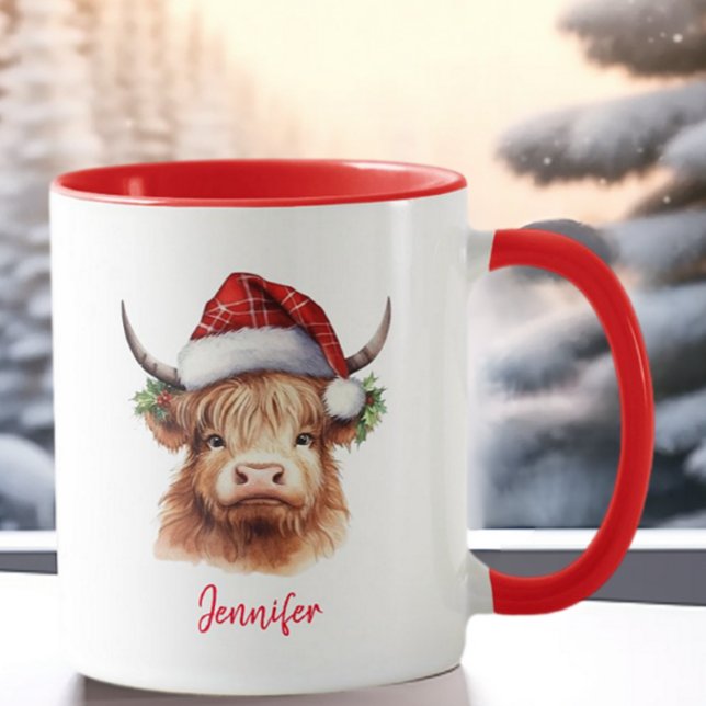 Cute Highland Cow Helgdag jultomten Hat Mugg (Skapare uppladdad)