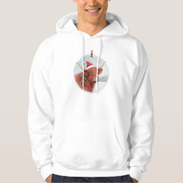 Cute Highland Cow in Santa Hat Christmas Sweatshir Hoodie