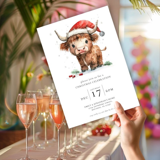 Cute Highland Cow jul Party Inbjudningar (Skapare uppladdad)