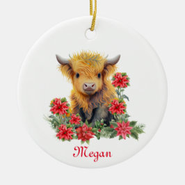 Cute Highland Cow Jul Personlig Namn Julgransprydnad Keramik