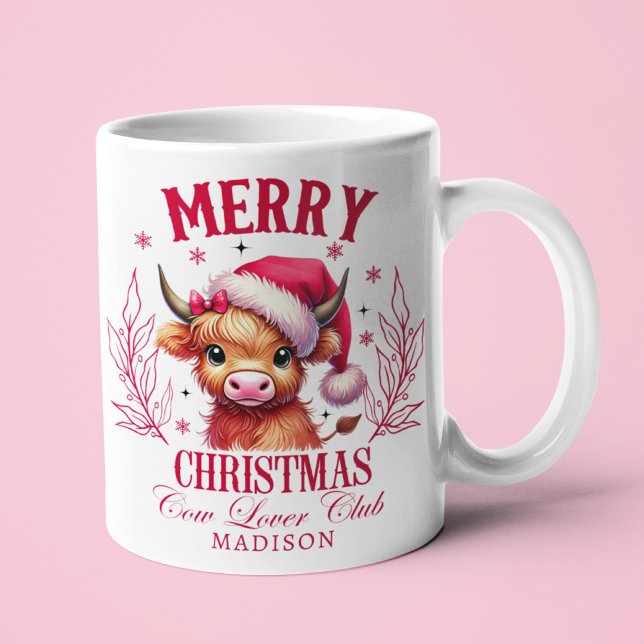 Cute Highland Cow Jul Personlig Namn Kaffemugg (Skapare uppladdad)