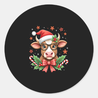 Cute Highland Cow Lover Santa Hat Western Christma Runt Klistermärke