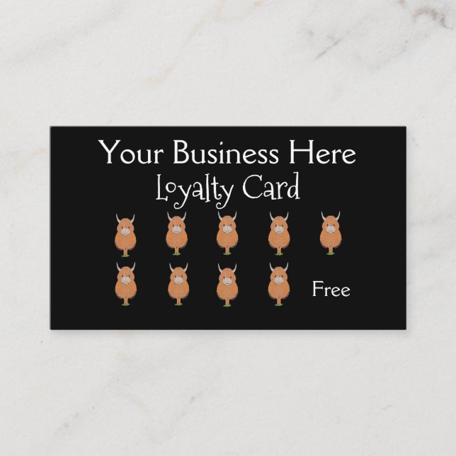 Cute Highland Cow Loyalty Lojalitetskort (Framsida)
