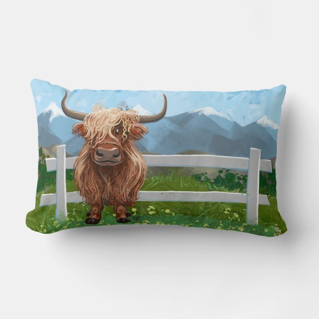 Cute Highland Cow Lumbarkudde (Framsida)