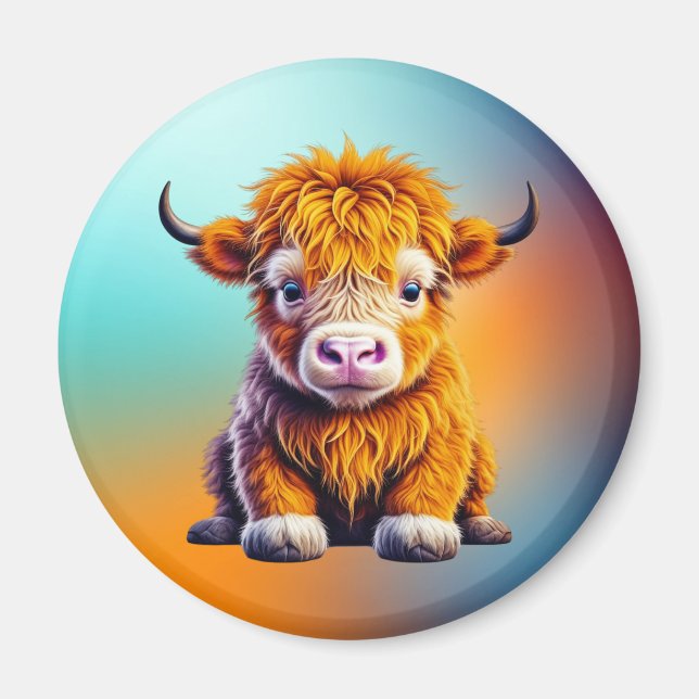 Cute Highland Cow Magnet (Framsidan)