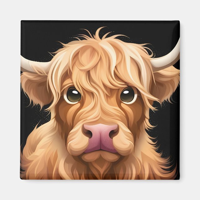 Cute Highland Cow Magnet (Framsidan)