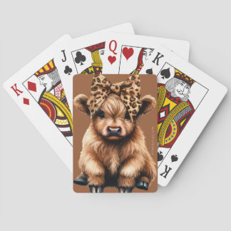 Cute Highland Cow med Bow-uppspelningskort Brown Casinokort