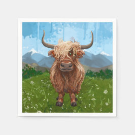 Cute Highland Cow Party Pappersservett