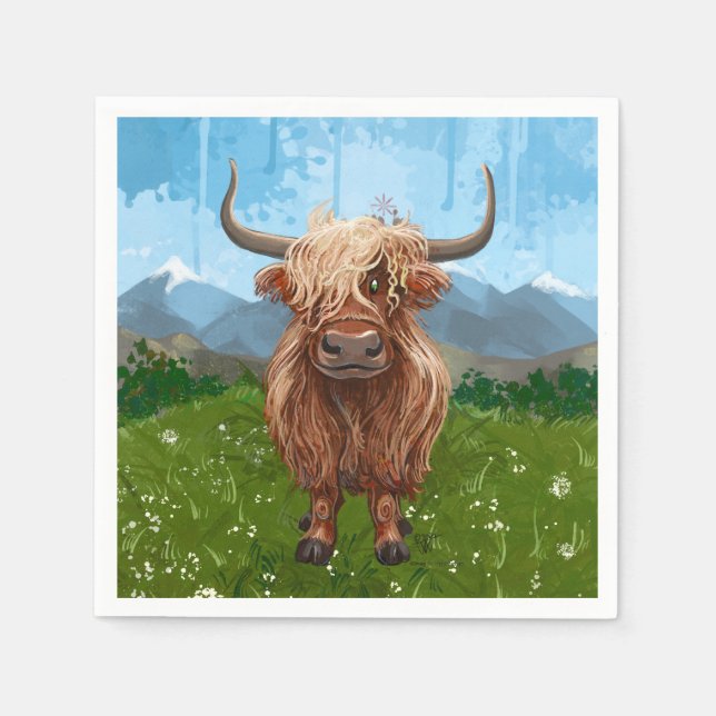 Cute Highland Cow Party Pappersservett (Framsidan)