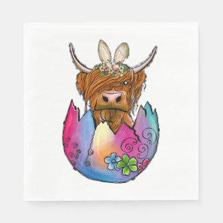 Cute Highland Cow Påskhare Cow Girls Påsk Pappersservett