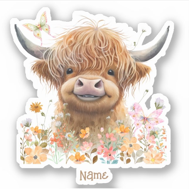Cute Highland Cow Personlig Klistermärken (Framsida)