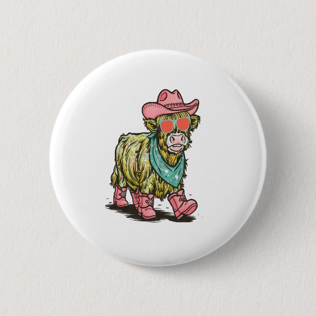 Cute Highland Cow Png, Western Knapp (Framsida)