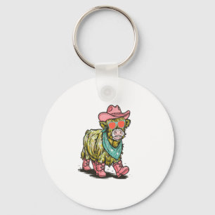 Cute Highland Cow Png, Western Nyckelring