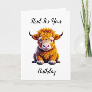Cute Highland Cow Pun Birthday Kort